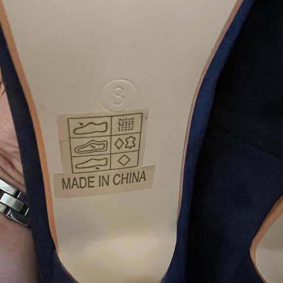 Blue Suede Stiletto Pumps Size 8 Almond Toe 4in Heel Leather Insole Corpcore - Picture 13 of 16